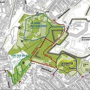 Plan des promenades et des accès au parc