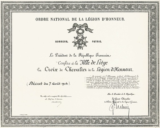 Copie du diplôme de la Légion d'honneur