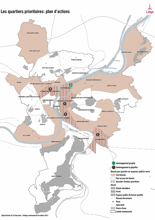 Les quartiers prioritaires - plan d'actions © Ville de Liège - Urbanisme - Service Cartographie