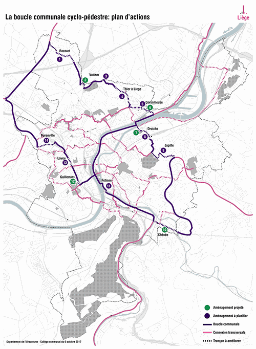 Boucle communale cylco-pédestre - plan d'actions © Ville de Liège - Urbanisme - Service Cartographie