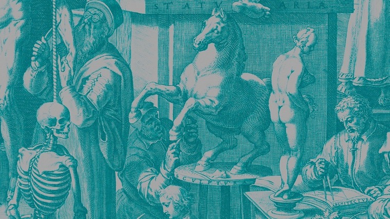 Cornelis Cort d'après Jan van der Straet, L'Académie des Beaux-Arts, gravure au burin, 1578 © Musée Wittert Uliège