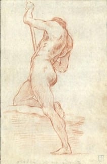 Evrard G, Homme debout,  sanguine sur papier, 1799.