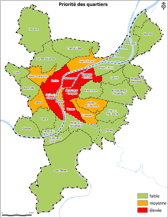 Priorité des quartiers
Source: ISSeP - UcLouvain